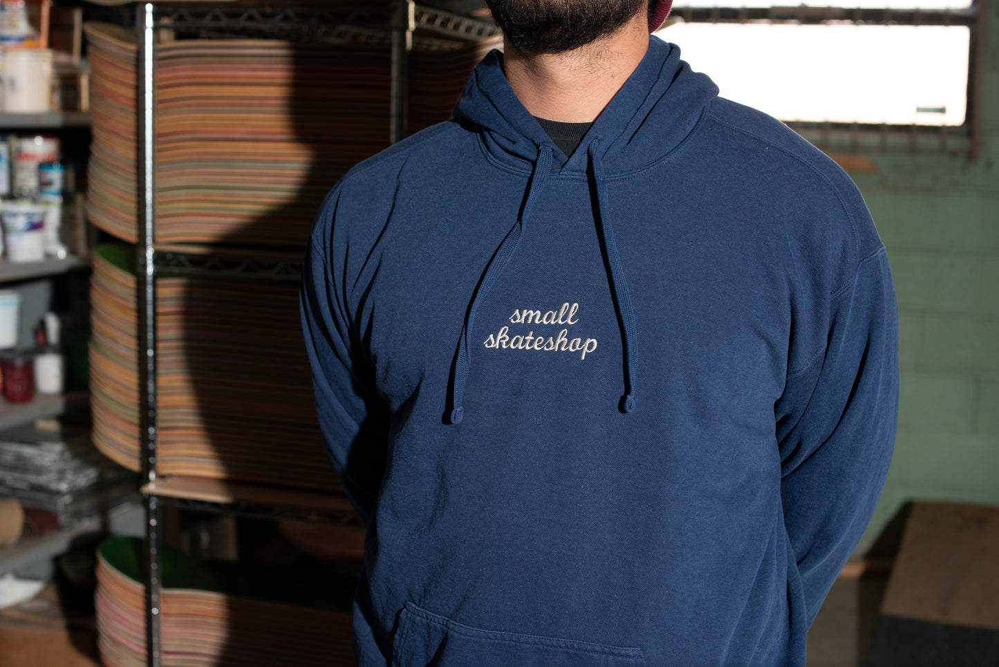 Navy Embroidered Hoodie
